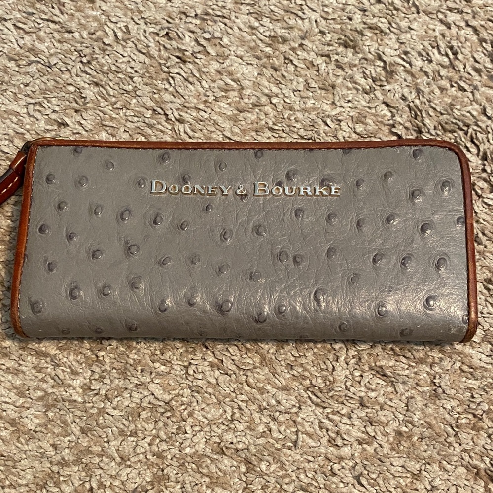 Dooney & Bourke Gray Ostrich-Embossed Wallet